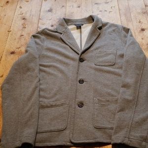 Men's jersey knit cardigan.